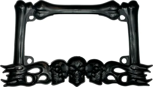 Miniatura 6 de Marco de matrícula de motocicleta de calavera resistente, se adapta a placas estándar de 7 x 4 pulgadas, compatible con Cruiser, Dual