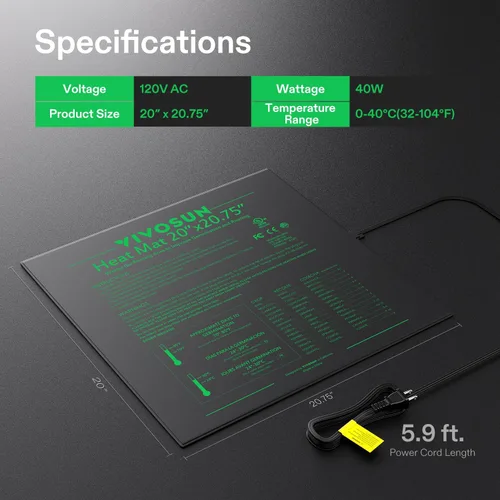 Miniatura 7 de Alfombrilla de calor Vivosun durable impermeable. Almohadilla de calefacción cálido hidropónico.