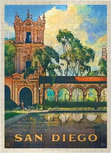 Miniatura 7 de MyPuzzle San Diego, CA: Balboa Park, póster vintage, rompecabezas prémium de 100 piezas para adultos