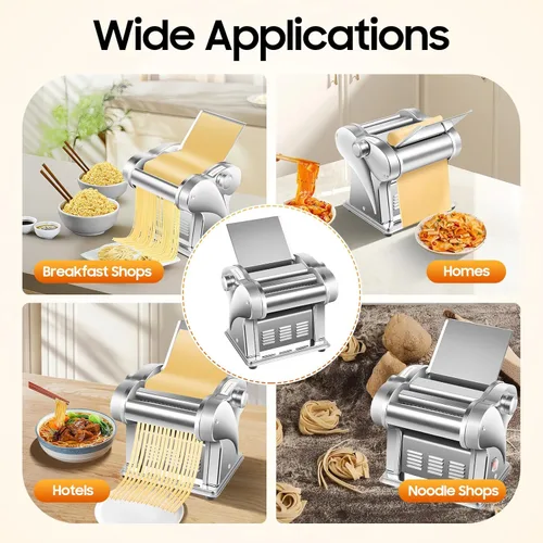 Miniatura 9 de Máquina de pasta eléctrica de 110 V Fideos automáticos Masa de bola de masa Fabricante de piel de dos cuchillos Prensado de acero inoxidable