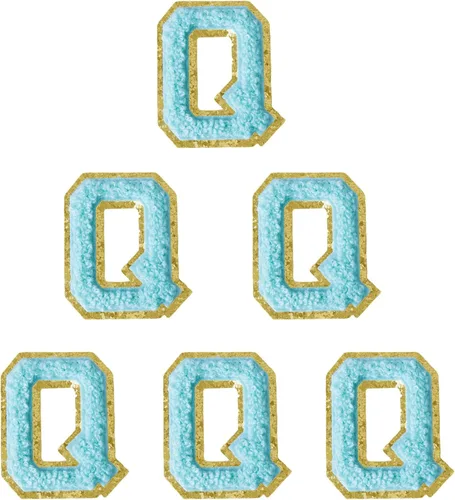 Miniatura 212 de 6 piezas de parches de letras de chenilla autoadhesivas, parches de letras preppy de 2 pulgadas para bolsos, ropa y sombreros, grandes pegatinas