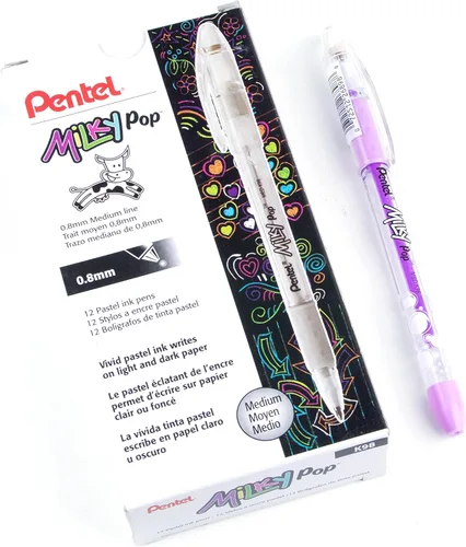 Miniatura 4 de Pentel Milky Pop K98-W - Bolígrafo de gel pastel, línea media (0.031 in), tinta blanca Blanco