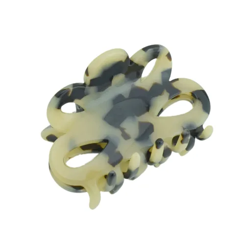 Miniatura 9 de French Amie Flor pequeña 2 1/4 pulgadas hecha a mano acetato de celulosa cubierta de pinza de resorte antideslizante agarre pinzas para el cabello