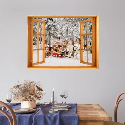 Miniatura 22 de wall26 Adhesivo de Pared Papá Noel Llevando Regalos Ventana Abierta Mural, No Se Despega y No Se Pega, Papel Tapiz No Tejido Decorativo