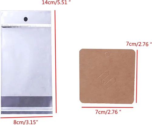 Miniatura 2 de Broche de papel kraft de 100 piezas, tarjetas con broche cuadrado, soporte para exhibir tarjetas, aretes marrones, etiqueta para vender joyas
