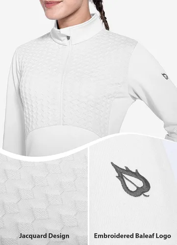 Miniatura 4 de BALEAF Camisas de equitación para mujer, manga larga, media cremallera, chaqueta de forro polar, para invierno, clima frío, equipo de correr