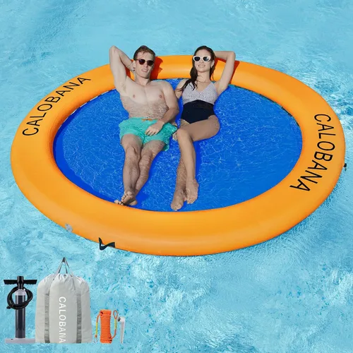 Miniatura 15 de CALOBANA Anillo Flotante Redondo Inflable Hamaca de Agua Flotadores de Río de Alta Resistencia Flotadores de Lago para Adultos Plataforma de Isla