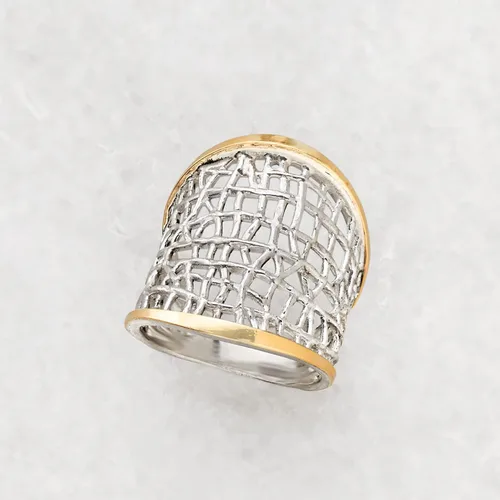 Miniatura 8 de Ross-Simons Sterling Silver and 14kt Yellow Gold Free-Form Lattice Ring