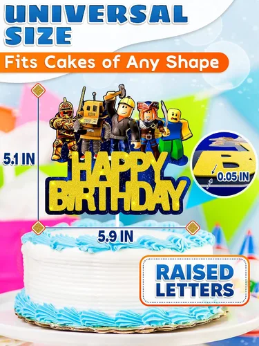 Miniatura 2 de Decoración para Tarta de Videojuego - Decoración de Tarta de Juego de Cartón Brillante para Jugadores, Diseño Llamativo, Instalación Firme y Fácil