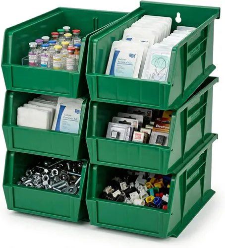 Miniatura 10 de Quantum Storage QUS230 - Contenedores apilables de plástico resistentes para taller, almacén y garaje, ultra apilables y colgantes, 10-7/8 pulgadas