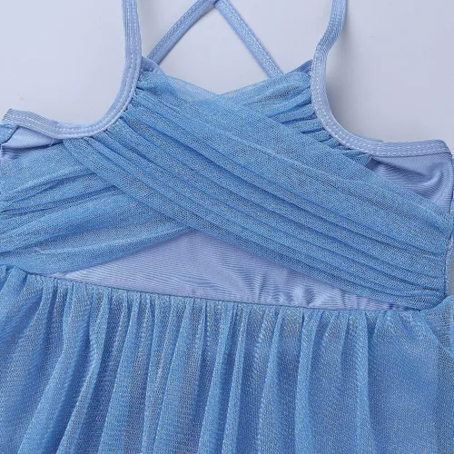 Miniatura 6 de CHICTRY Niñas Niños Novio Lentejuelas Gasa Danza Lírica Vestido Sash Pajarita Disfraces de Salón