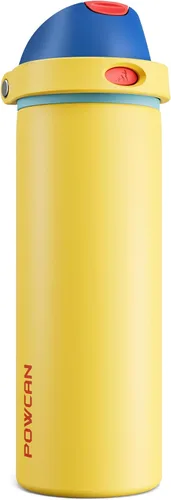 Miniatura 18 de POWCAN - Botella de agua aislada, 24 oz, tapa 2 en 1, boquilla de botón, popote abatible, a prueba de fugas, acero inoxidable, para portavasos