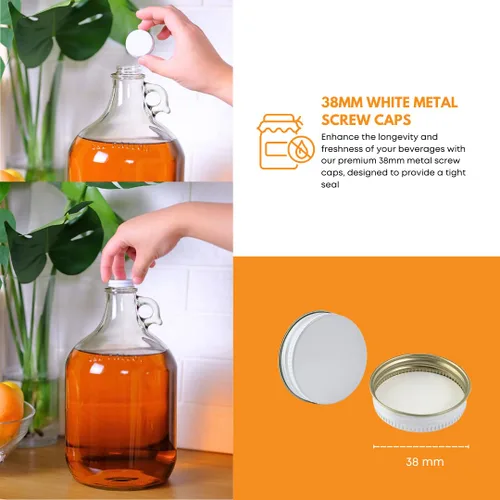 Miniatura 4 de Botella de agua de vidrio marca Home Brew Ohio, incluye tapa de rosca metálica de 1,5", capacidad de 1 galón, Transparente, 4