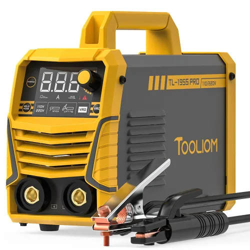 TOOLIOM Soldadora de varilla 195A 110/220V de doble voltaje con antorcha TIG de elevación, pantalla LCD, inversor IGBT con arranque en caliente,