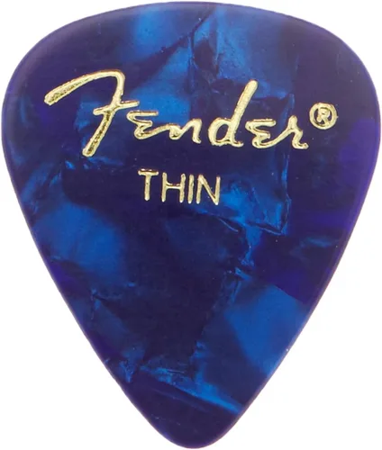 Fender Púas de celuloide finas clásicas de 351 formas, paquete de 12, Moto azul para guitarra eléctrica, guitarra acústica, mandolina y bajo