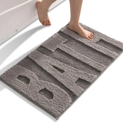 Miniatura 8 de Alfombras de baño beige, bonitas alfombras de baño antideslizantes, coloridas, gruesas, suaves, peludas, estéticas, superabsorbentes, para ducha, 16