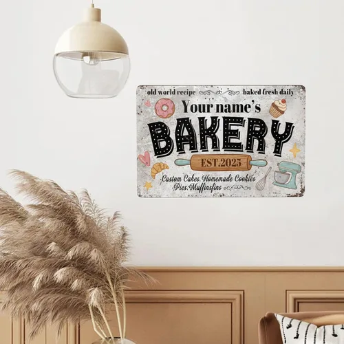 Miniatura 5 de Letrero de metal personalizado para panadería, panadería, panadería, decoración de pan fresco, tartas rústicas diarias, decoración de tartas, placa