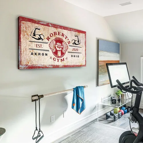 Miniatura 7 de Tailored Canvases Letrero de Gimnasio Personalizado Arte de Pared Decorativo - Lienzo Motivacional para Gimnasio en Casa, Sala de Entrenamiento