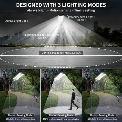 Miniatura 3 de loyoele Farolas solares para exteriores, impermeables, 9000 W, 300000 lúmenes, luz solar de estacionamiento del atardecer al amanecer, luces