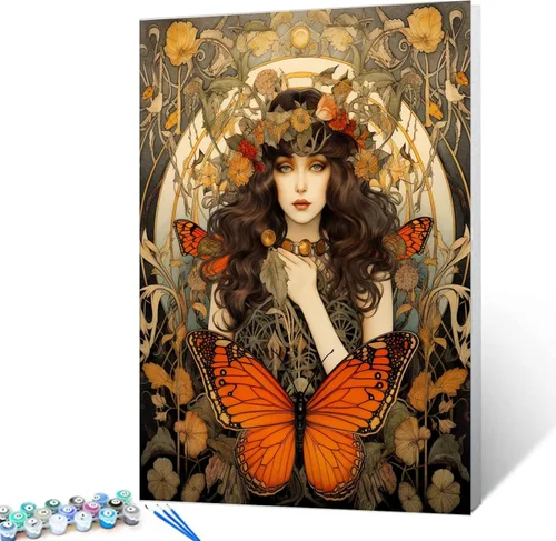 Miniatura 23 de Tucocoo Kit de pintura por números con pinceles y pigmento acrílico sobre lienzo para adultos, estrellas de luna, estilo creativo, proyectos