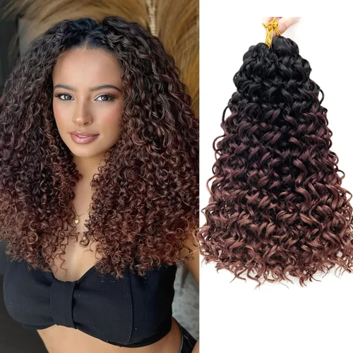 Miniatura 56 de 8 Paquetes de Cabello Rizado con Ganchillo GoGo, Cabello Rizado con Ganchillo para Mujeres Negras, Trenzado de Onda Profunda, Cabello Sintético