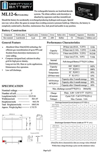 Miniatura 6 de Mighty Max Battery La batería F2 de 6 V y 12 AH reemplaza a clavija Perego Bob The Builder 35525-2 unidades de producto