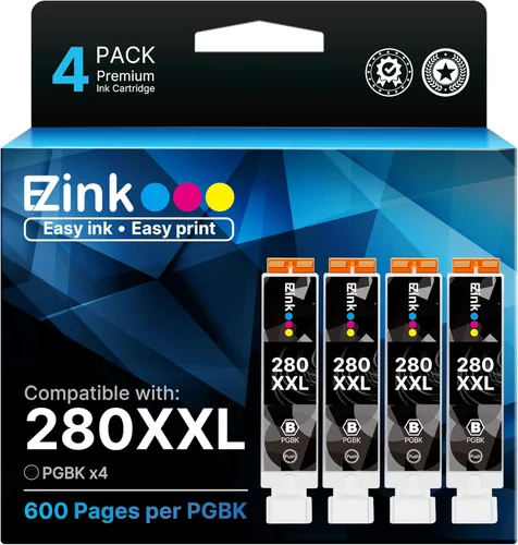 Paquete de 4 cartuchos de repuesto de tinta 280 PGBK 280 XXL para Canon 280 PGBK PGI-280XXL PGI 280 XXL compatible con PIXMA TR8620a TR8622a TR8600