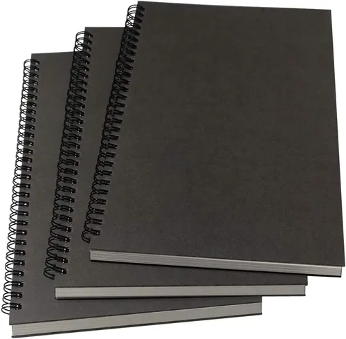 Miniatura 6 de YUREE Cuaderno en espiral B5 sin rayas, papel en blanco grueso de 3.53 oz/m² y cubierta rígida de estraza, 65 hojas (130 páginas), paquete de 3, Azul