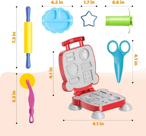 Miniatura 5 de Herramientas de masa para niños, 41 juguetes de masa, incluyen moldes de comida para jugar, cupcakes, helado, hamburguesa, papas fritas, fideos