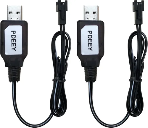 SM2P Cargador para batería Ni-Cd Ni-Mh de 7.2 V Huina 1550 15 canales RC Excavadora RC Cars Toy Toy Cable de carga USB, paquete de 2