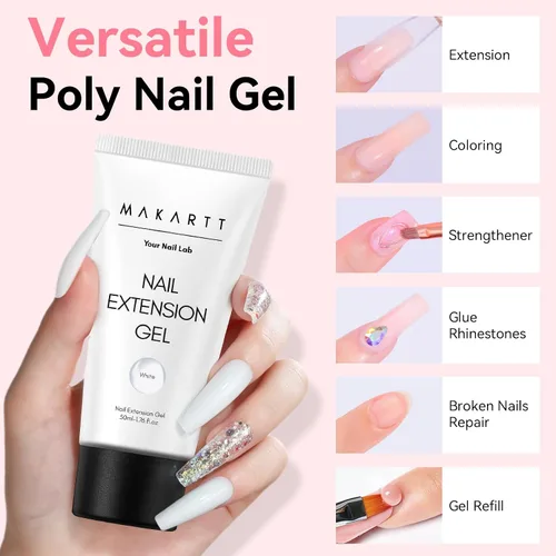 Miniatura 2 de Makartt - Gel de uñas de polietileno, 1.7 oz (50 ml), extensión para manicura francesa, constructor, fortalecedor, larga duración, fácil de usar