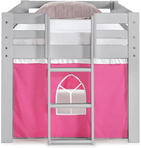 Miniatura 9 de Alaterre Furniture Jasper - Cama tipo loft tamaño individual, marco gris paloma y fondo rosa/blanco Gris (Dove Gray)