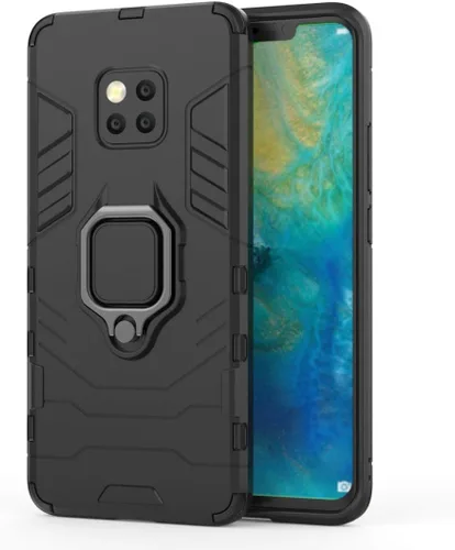 Miniatura 6 de Compatible con Huawei Mate20 Pro, funda de metal con anillo de agarre a prueba de golpes (funciona con soporte magnético para automóvil), funda Negro