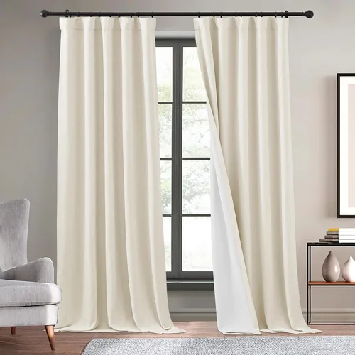 Miniatura 12 de KGORGE Cortinas de lino sintético azul de 120 pulgadas de largo, cortinas opacas naturales de lino para oscurecer la privacidad, tratamiento