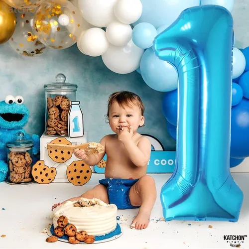 Miniatura 979 de KatchOn, Globo grande azul número 2 de 40 pulgadas Decoraciones de cumpleaños de Baby Shark para niño de 2 años Globo azul número 2 Globo