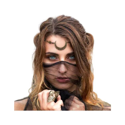 Miniatura 6 de Aimimier Boho Moon Crystal Head Chain Crescent Moon Forehead Chain - Banda para el pelo para mujer, Metal