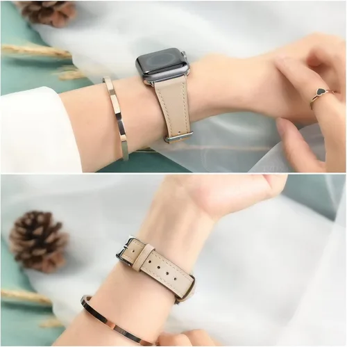 Miniatura 5 de HANDODO Italian Genuine Leather Band Women for Apple Watch Series 11 10 9 8 7 6 5 4 3 2 1 SE SE2 Ultra 2/3, SGS Certified Dressy Bracelet Cute Strap