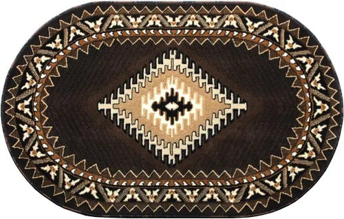 Miniatura 19 de Kingdom South West - Alfombra ovalada de nativos americanos, diseño bereber beige, D143 (3 pies x 4 pies 7 pulgadas, ovalada)