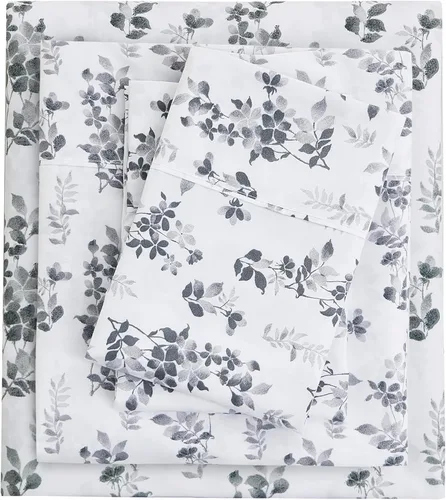 Miniatura 13 de Mooreeke Sábanas de cama Queen con estampado floral, ropa de cama impresa de microfibra suave y fundas de almohada, sábana vintage Queen de bolsillo