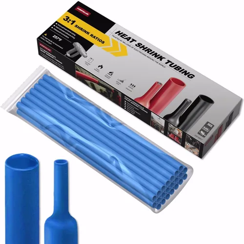 CUBEFELLER® Relación 3:1 Tubo Termorretráctil de 3/32 Pulgadas (2.4mm) Azul - 20 pies (6.1M de Longitud Total), Grado Marino Impermeable Forrado con