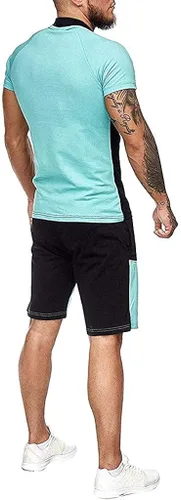 Miniatura 4 de MARLLCO Men 2 Piece Short Sets Outfits Summer Shirt and Shorts Fit Sport Shorts Set Muscle T-Shirt Beach Shorts Tracksuit