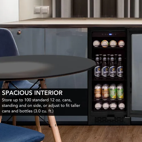 Miniatura 6 de Whynter BBR-801BG Refrigerador de Bebidas Empotrable y Enfriador Mini Nevera con Puerta de Vidrio con Cerradura, 3.0 Pies Cúbicos, Negro, 100