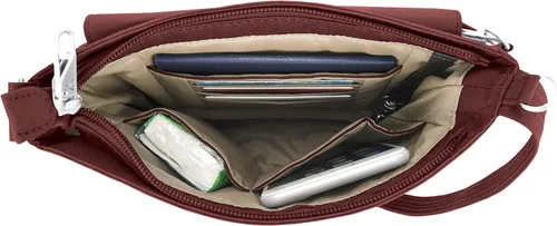 Miniatura 4 de Travelon - Mini bolsa clásica de hombro antirrobo, Vino), 42459-230