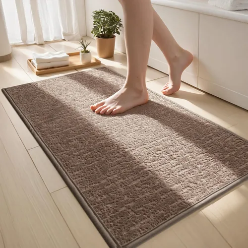 Miniatura 17 de Tapetes de baño antideslizantes delgados para debajo de la puerta, tapetes de baño de secado rápido absorbentes con respaldo de goma trenzado
