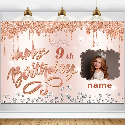 Miniatura 22 de Cartel decorativo personalizable de oro rosa con nombre y foto MGJB-NLK-50