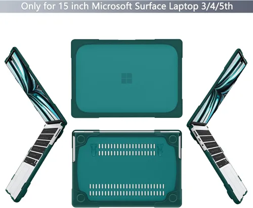 Miniatura 3 de Batianda Funda resistente para laptop Microsoft Surface de 15 pulgadas 5 4 3rd 2022 2021 con soporte plegable y cubierta de teclado, funda Verde