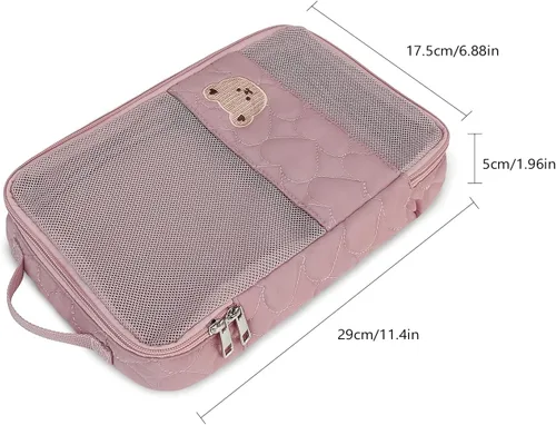 Miniatura 3 de Bolsas Organizadoras para Pañales de Bebé - Pack de 2 Bolsas Colgantes Impermeables con Diseño de Oso Lindo en Malla, Bolsas Reutilizables, Lavables