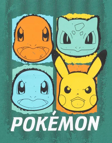 Miniatura 5 de Pokemon Camisetas para Niños Gris Verde O Negro Top Pikachu Squirtle Bulbasaur Charmander
