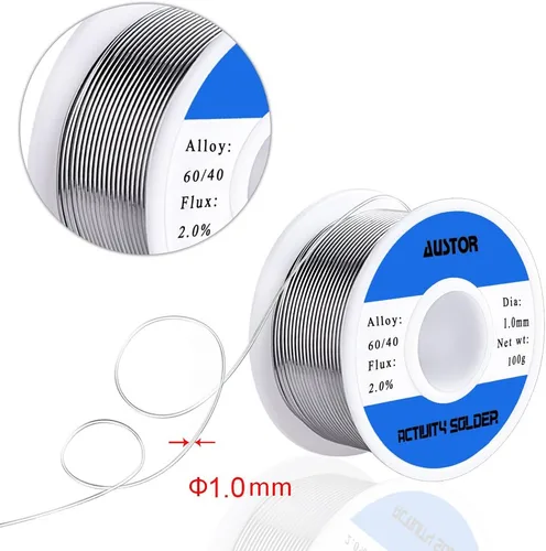 Miniatura 3 de AUSTOR Alambre de soldadura con núcleo de estaño de plomo 60-40 para soldadura eléctrica (100g, 1.0mm)
