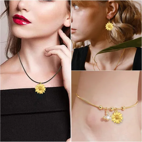 Miniatura 6 de BronaGrand 60pcs Sunflower Pendant Charms Alloy Sunflower Bead Charms Flower Charms Pendants Craft Supplies for DIY Jewelry Earrings Necklace Dorado